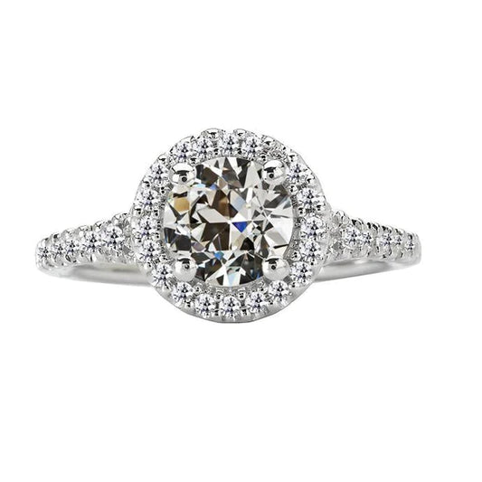 Round Old Mine Cut Genuine Diamond Halo Engagement Ring 4.50 Carats 14K Gold