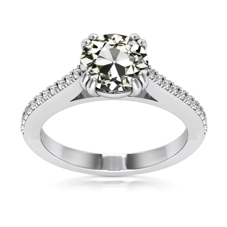 Round Old Mine Cut Genuine Diamond Lady’s Ring With Accents 5.50 Carats
