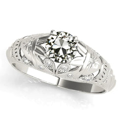 Round Old Mine Cut Genuine Natural Earth Mined Diamond Ring Antique Style Gold 2.50 Carats