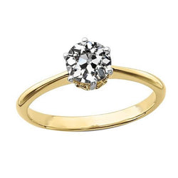 Round Old Mine Cut Genuine Diamond Solitaire Wedding Ring 1.50 Carats