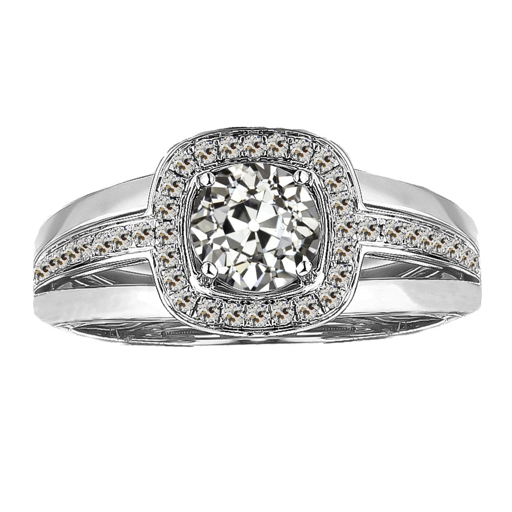 Authentic Fine Diamond Halo Engagement Ring 2 ct 14 Karat White Gold – main view