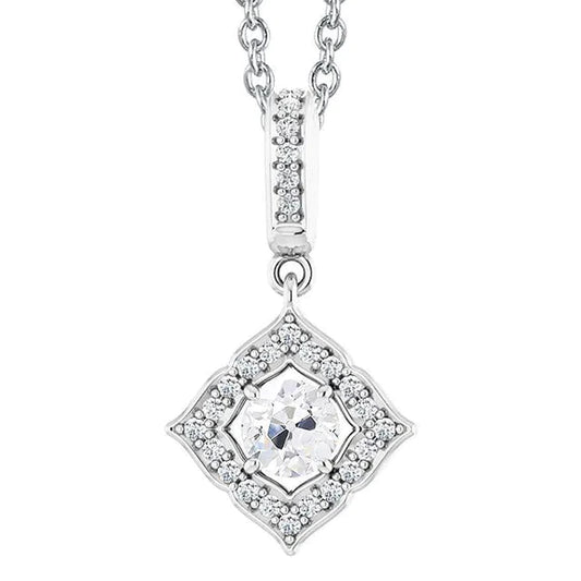 Round Old Mine Cut Halo Genuine Diamond Pendant Slide 2.50 Carats