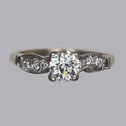 Round Old Mine Cut Natural Diamond Ring 1.25 Carats Gold Women’s Jewelry