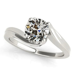 Round Old Mine Cut Natural Earth Mined Diamond Solitaire Ring Tension Style 2 Carats