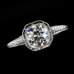 Round Old Mine Cut Natural Earth Mined Diamond Solitaire Ring Vintage Style 2.50 Carats