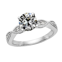 Round Old Mine Cut Natural Diamond Wedding Ring 14K Gold 3.25 Carats