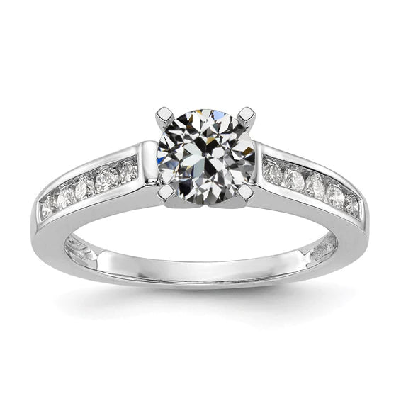 Round Old Mine Cut Natural Diamond Wedding Ring Channel Set 2.50 Carats