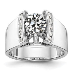 Round Old Mine Cut Real Natural Earth Mined Diamond Fancy Ring Channel Set 3 Carats Jewelry