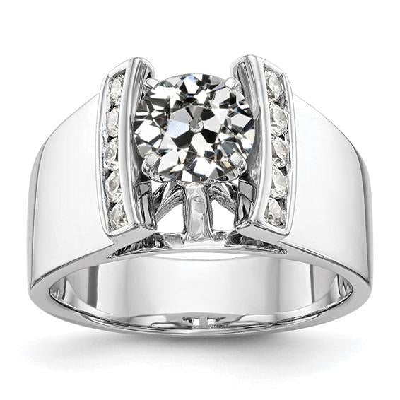 Round Old Mine Cut Real Diamond Fancy Ring Channel Set 3 Carats Jewelry
