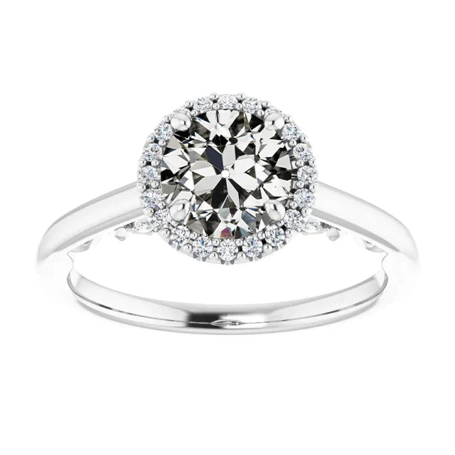 Round Old Mine Cut Real Diamond Halo Anniversary Ring 3.50 Carats