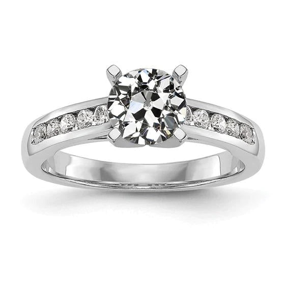 Round Old Mine Cut Real Diamond Lady’s Ring Channel Set 2.50 Carats