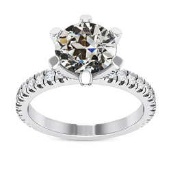 Round Old Mine Cut Real Natural Earth Mined Diamond Ring 6 Prong Set Jewelry 7 Carats