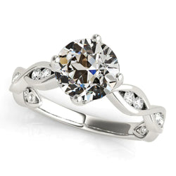 Round Old Mine Cut Real Natural Earth Mined Diamond Ring Ladies 14K White Gold 3.75 carats