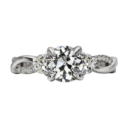 Round Old Mine Cut Real Diamond Ring Pave Infinity Style 6 Carats