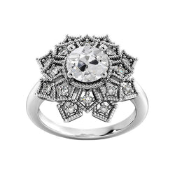 Round Old Mine Cut Real Natural Earth Mined Diamond Ring Star Style Jewelry 3 Carats Gold