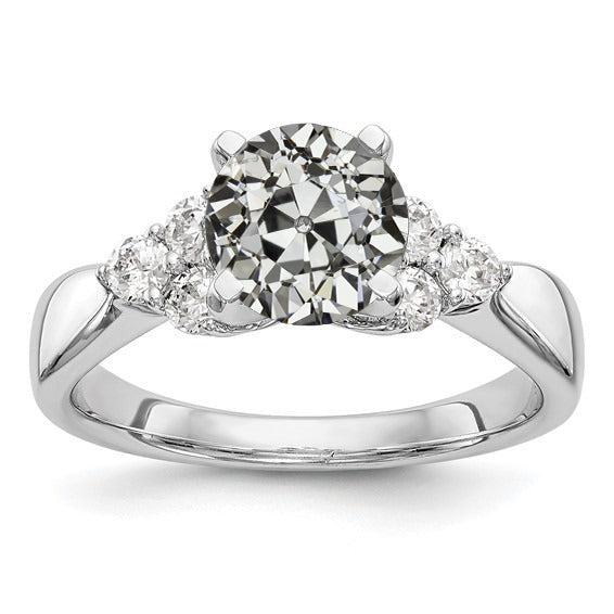 Round Old Mine Cut Real Diamond Ring Tapered Shank Prong Set 3.50 Carats - Anniversary Ring-harrychadent.ca