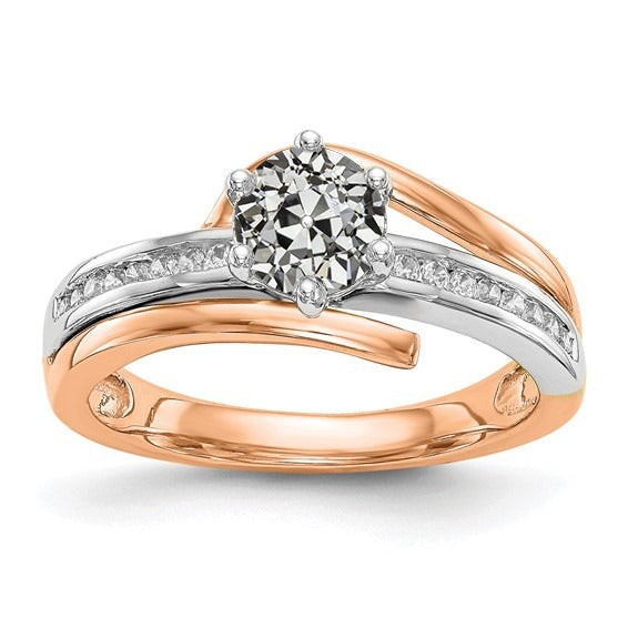 Round Old Mine Cut Real Diamond Ring With Accents 6 Prong Set 2.75 Carats - Solitaire Ring with Accents-harrychadent.ca