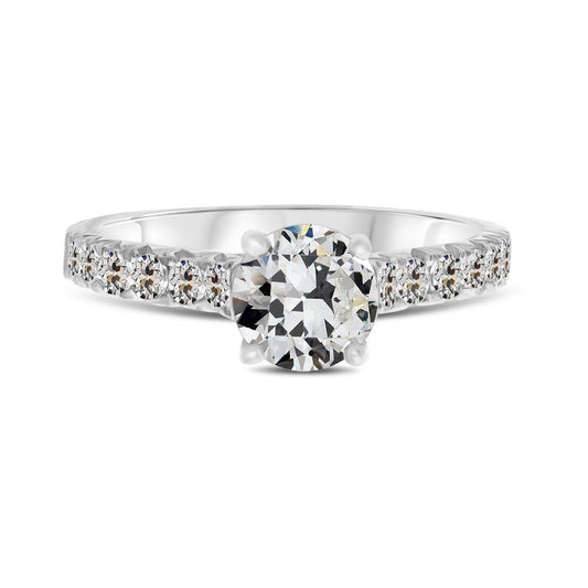 Antique Cushion Fine Diamond ring in 14K White Gold – main view