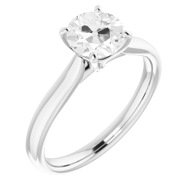 Brilliant Diamond Antique Cushion Solitaire Ring in 14K White Gold – main view