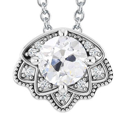 Round Old Mine Real Natural Earth Mined Diamond Pendant 5.50 Carats With Chain White Gold 14K