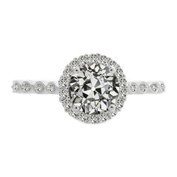 Natural Diamond Halo Setting Ring – 14K White Gold 2.50 ct
