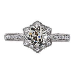 Authentic Antique Cushion Fine Diamond Halo Ring – 4 ct in 14
