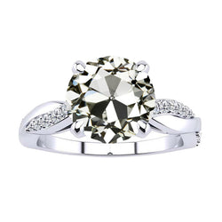 Natural Antique Cushion Brilliant Diamond Accent Solitaire Ring