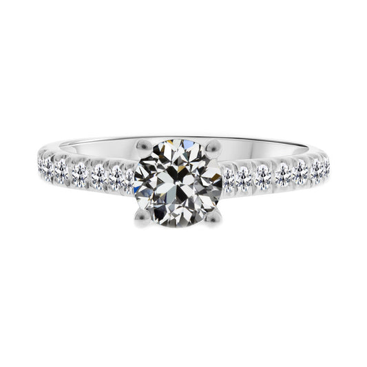 Solitaire Ring with Accents 14 Karat White Gold with Fine Diamond – main view