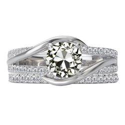 Designer Split Shank Brilliant Diamond Bridal Ring – 2 ct 14K