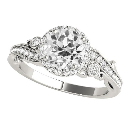 Round Old Miner Genuine Diamond Ring 3 Stone Style 4.50 Carats Milgrain Shank - Engagement Ring-harrychadent.ca