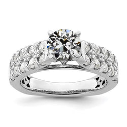 Round Old Miner Genuine Diamond Ring Double Row Accents 4 Carats Prong Set