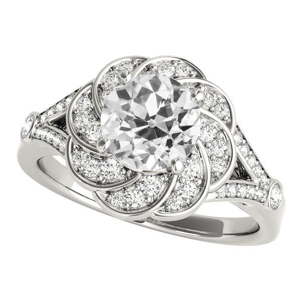 Round Old Miner Genuine Diamond Ring Flower Style 4.50 Carats Split Shank - Engagement Ring-harrychadent.ca
