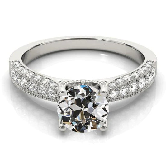 Round Old Miner Genuine Diamond Ring Ladies Jewelry 4.75 Carats Gold Milgrain