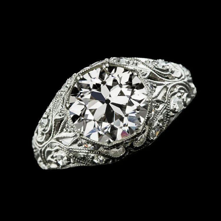 Round Old Miner Genuine Diamond Ring Milgrain Vintage Style 3.50 Carats