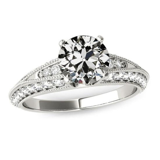 Round Old Miner Genuine Diamond Wedding Ring Milgrain Shank 3.50 Carats