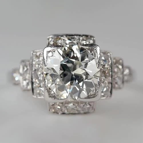 Round Old Miner Halo Natural Diamond Ring 14K White Gold 3 Carats
