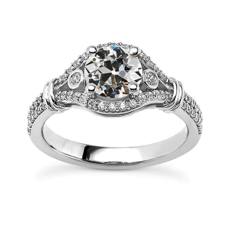 Round Old Miner Natural Diamond Engagement Ring White Gold 4.50 Carats