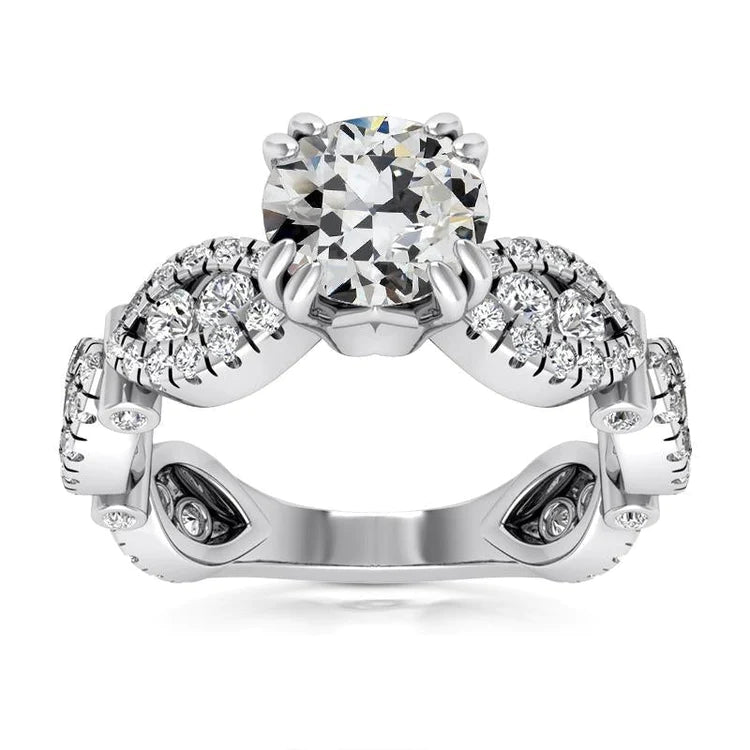 Round Old Miner Natural Diamond Fancy Ring Double Prong Set 7.50 Carats