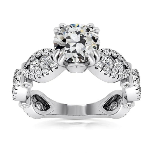 Round Old Miner Natural Diamond Fancy Ring Double Prong Set 7.50 Carats