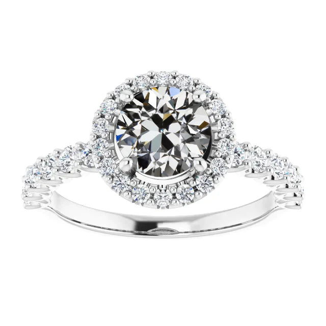 Round Old Miner Natural Diamond Halo Ring Gold Prong Set 4.25 Carats