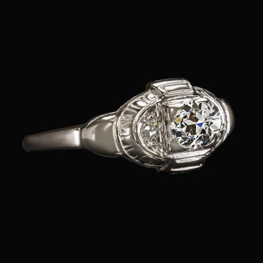 Round Old Miner Natural Diamond Ladies Engagement Ring 1.25 Carats Jewelry