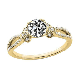 Round Old Miner Natural Earth Mined Diamond Ring 14K Gold Lady’s Jewelry 3.50 Carats