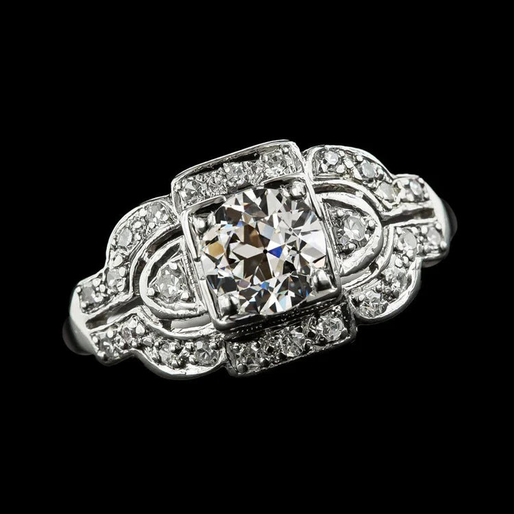 Round Old Miner Natural Diamond Ring Three Stone Style 3.75 Carats Milgrain
