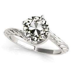 Round Old Miner Natural Earth Mined Diamond Solitaire Ring Vintage Style 2.50 Carats