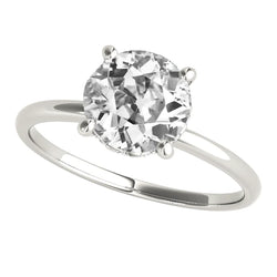 Round Old Miner Natural Earth Mined Diamond Solitaire Wedding Ring 4 Prong Set 3 Carats