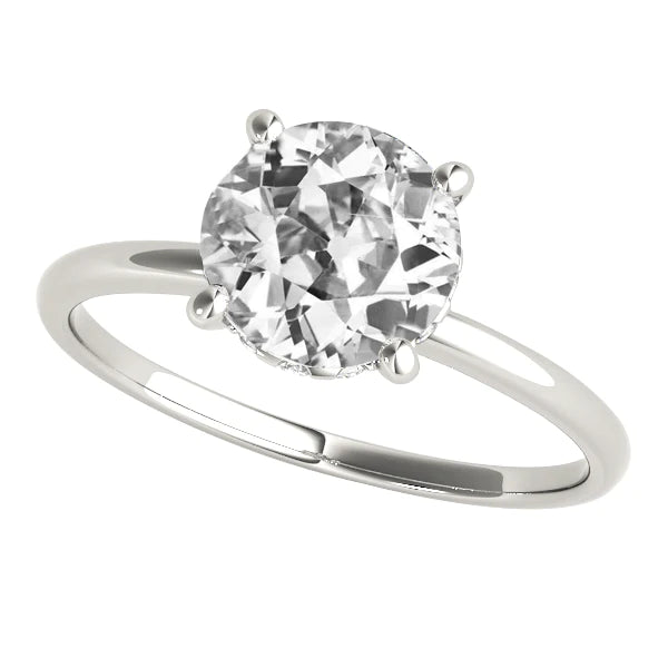 Round Old Miner Natural Diamond Solitaire Wedding Ring 4 Prong Set 3 Carats