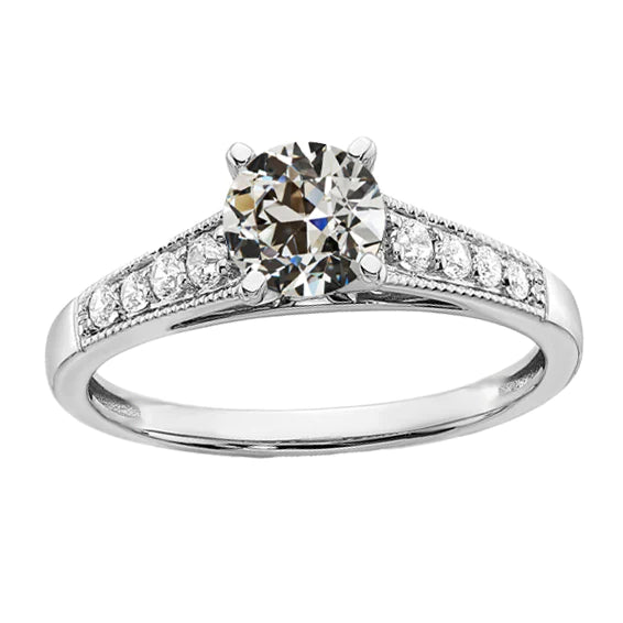 Round Old Miner Real Diamond Engagement Ring With Accents 2.50 Carats