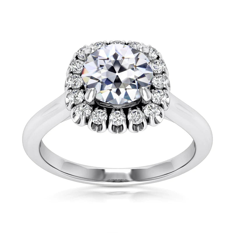Round Old Miner Real Diamond Halo Anniversary Ring Gold 5.75 Carats
