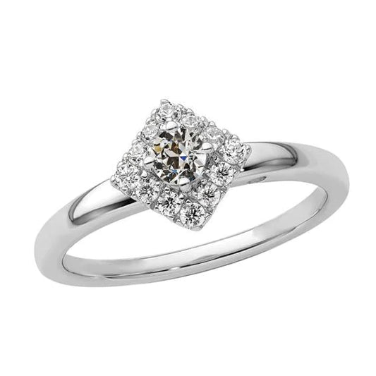 Round Old Miner Real Diamond Halo Ring Prong Kite Style 2 Carats Jewelry