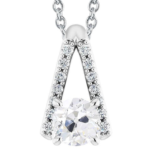 Round Old Miner Real Diamond Pendant With Chain Slide Necklace 4 Carats